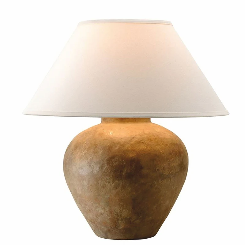 Casa Padrino Luxus Tischleuchte Braun / Cremeweiß H. 58,5 cm - Luxus Leuchten