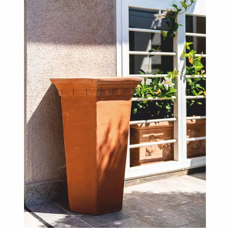 Casa Padrino Jugendstil Terrakotta Blumentopf Beige H. 60 cm - Made in Italy