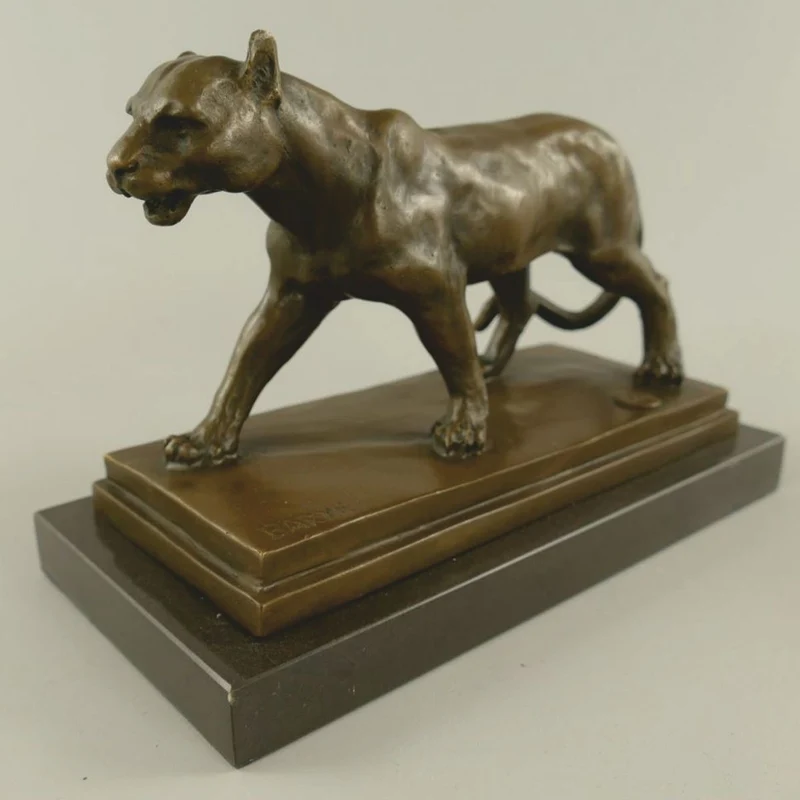 Casa Padrino Bronze Skulptur Panther auf Marmorsockel 24 cm - Deko Accessoires