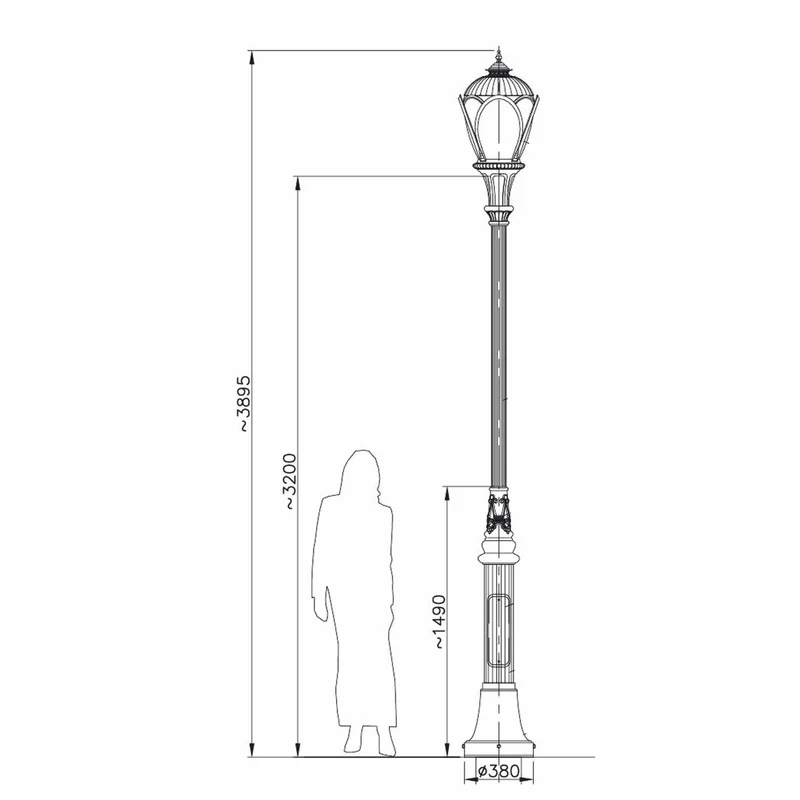 Casa Padrino Jugendstil Gartenlaterne Schwarz / Weiß H. 389,5 cm - Außenbeleuchtung