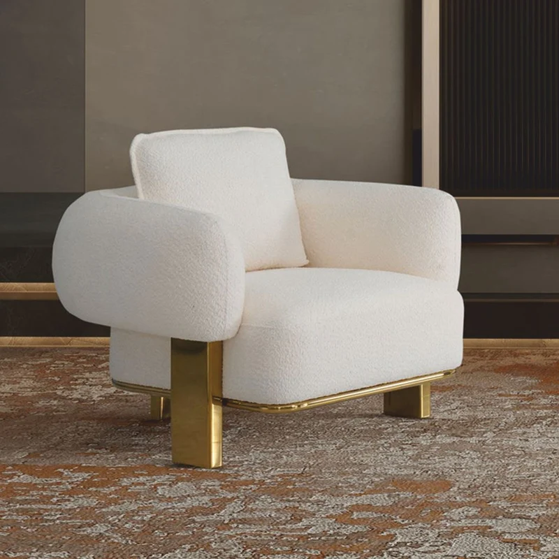 Casa Padrino Luxus Wohnzimmer & Hotel Sessel Weiß / Gold 115 cm - Luxus Möbel