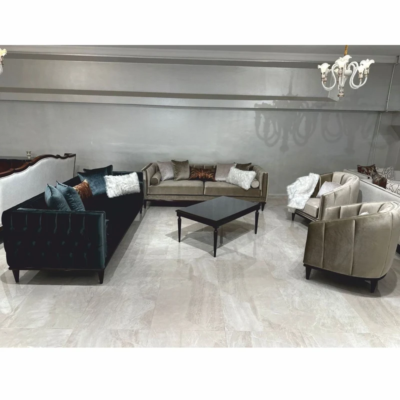 Casa Padrino Luxus Art Deco Samt Sofa Olivgrün / Dunkelbraun 235 cm - Wohnzimmer Möbel