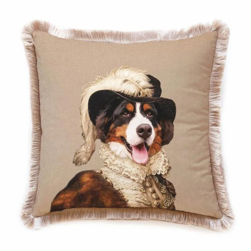 Casa Padrino Luxus Deko Samt Kissen Lord Bernhardiner Creme 45 x 45 cm