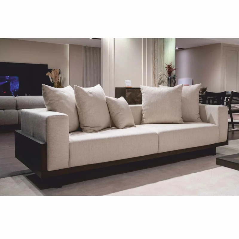 Casa Padrino Luxus Sofa Creme / Dunkelbraun 240 cm - Wohnzimmer & Hotel Möbel