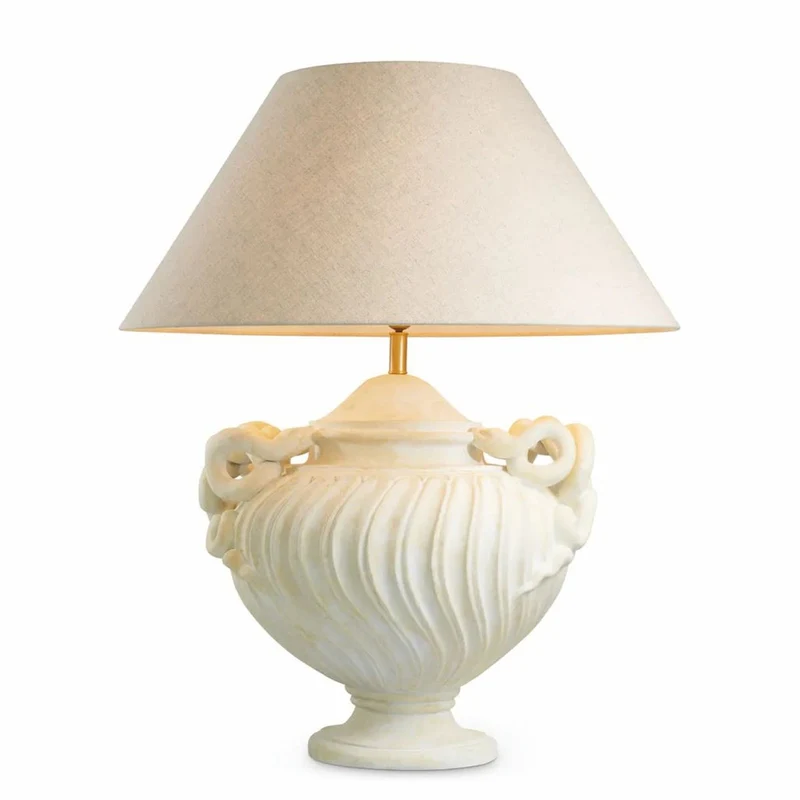 Casa Padrino Luxus Barock Tischleuchte Antik Weiß / Messing / Creme Ø 80 x H. 97 cm
