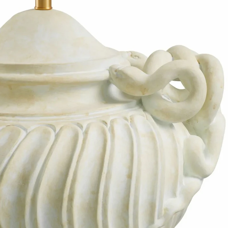 Casa Padrino Luxus Barock Tischleuchte Antik Weiß / Messing / Creme Ø 80 x H. 97 cm