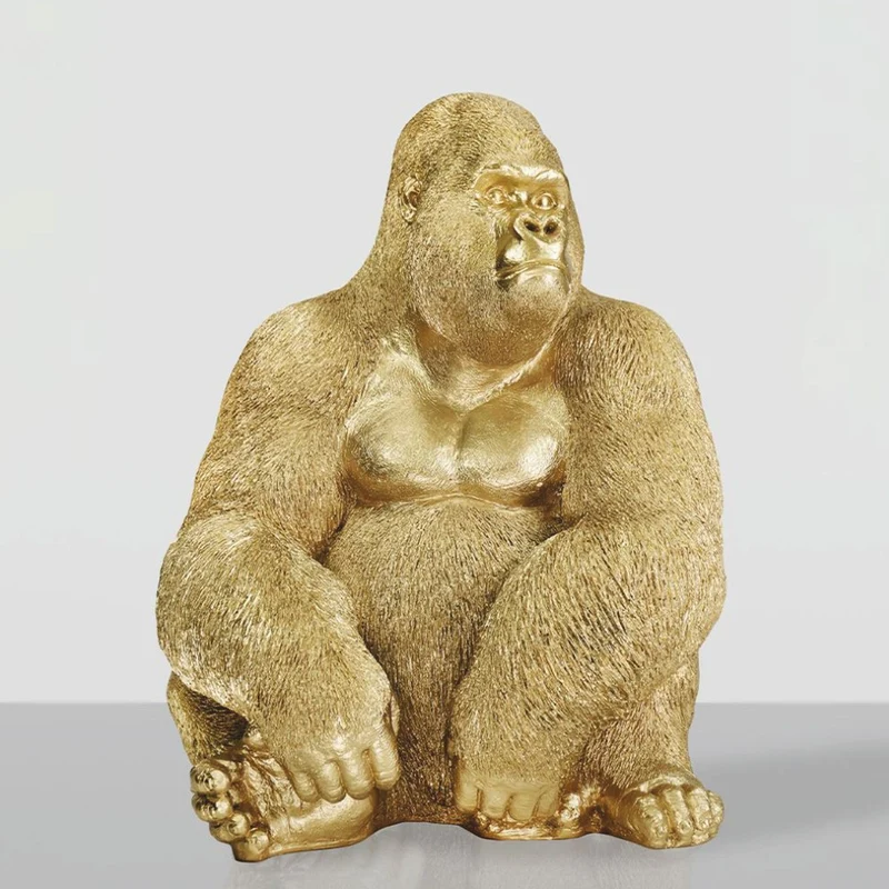 Casa Padrino Deko Skulptur Gorilla Affe Gold H. 75 cm - Deko Figur
