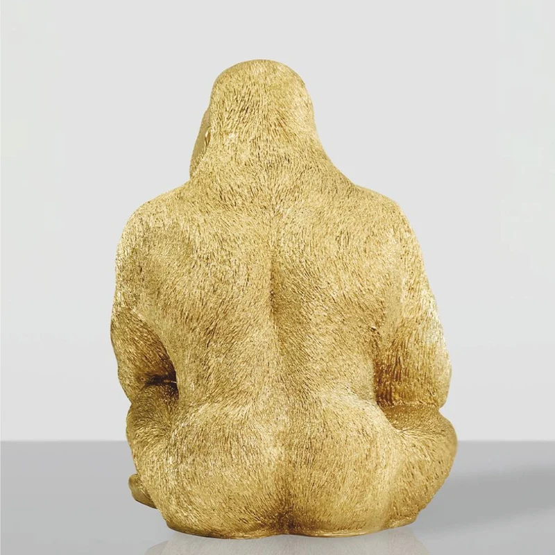 Casa Padrino Deko Skulptur Gorilla Affe Gold H. 75 cm - Deko Figur