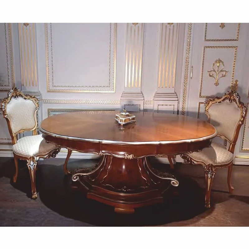 Casa Padrino Luxus Barock Esstisch Braun / Silber 177 cm - Barock Möbel - Made in Italy