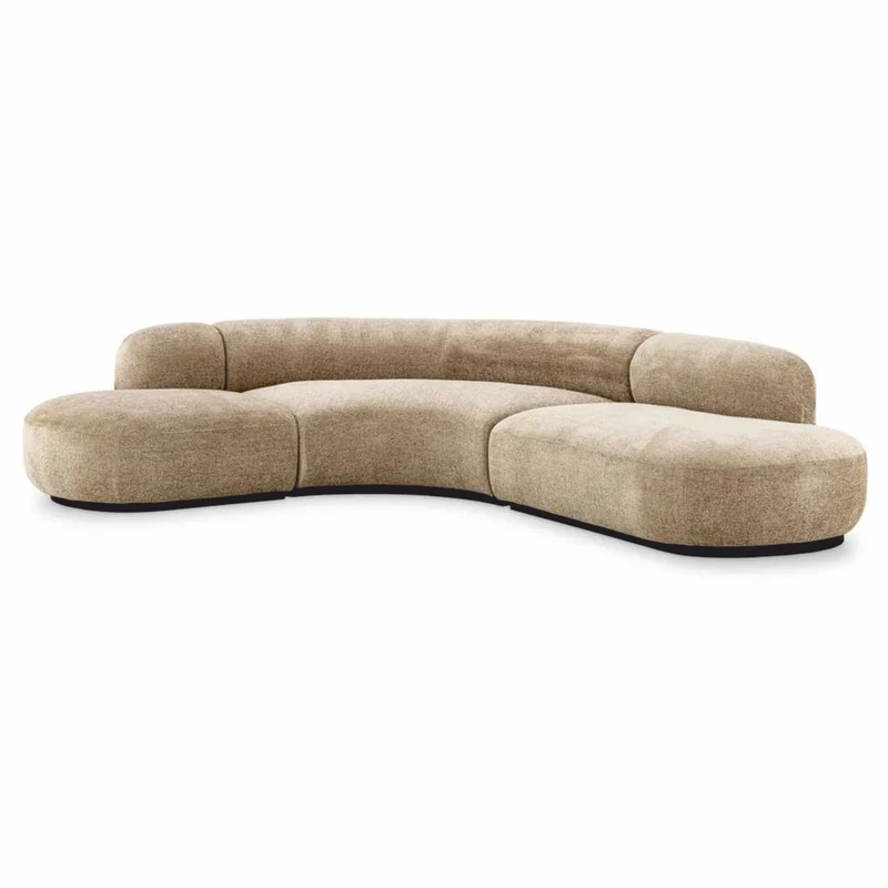 Casa Padrino Luxus Ecksofa Sandfarben / Schwarz 300 x 257 x H. 70 cm - Wohnzimmer & Hotel Möbel