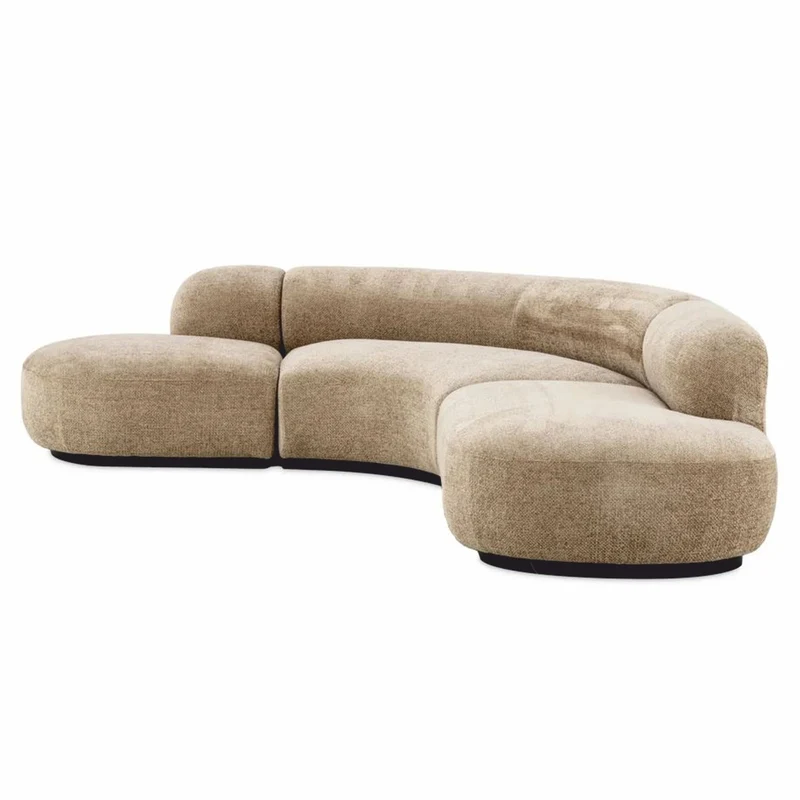 Casa Padrino Luxus Ecksofa Sandfarben / Schwarz 300 x 257 x H. 70 cm - Wohnzimmer & Hotel Möbel
