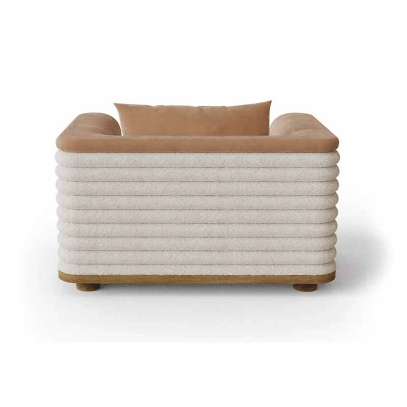 Casa Padrino Luxus Wohnzimmer & Hotel Sessel Braun / Weiß 115 cm - Premium Qualität