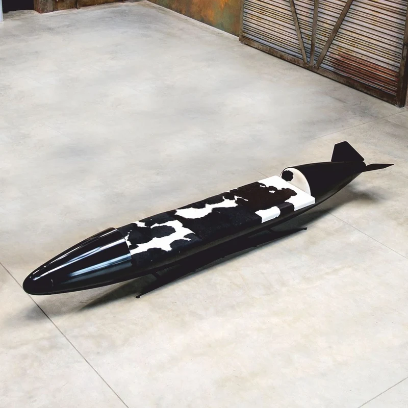 Casa Padrino Luxus Sitzbank in Torpedo Form 560 cm - Original Zusatztank Tornado Fighter deutsche Luftwaffe