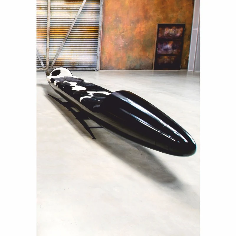 Casa Padrino Luxus Sitzbank in Torpedo Form 560 cm - Original Zusatztank Tornado Fighter deutsche Luftwaffe