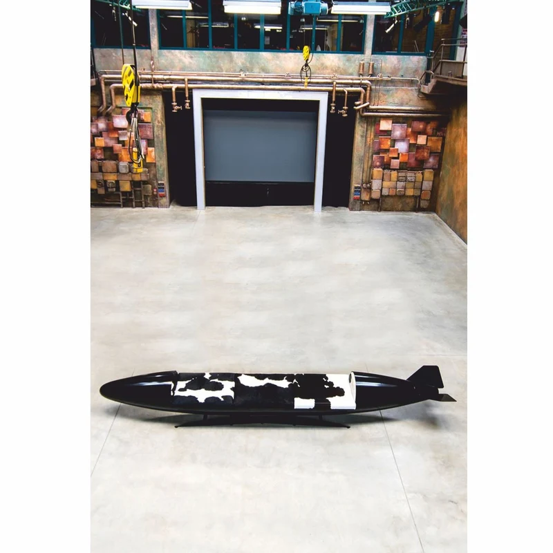 Casa Padrino Luxus Sitzbank in Torpedo Form 560 cm - Original Zusatztank Tornado Fighter deutsche Luftwaffe