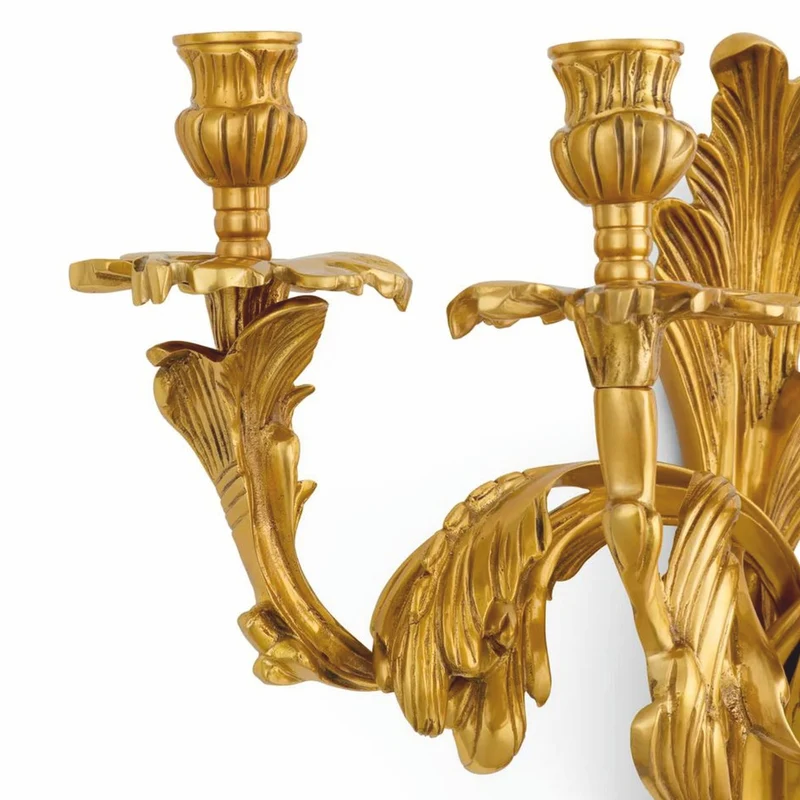 Casa Padrino Luxus Barock Wandkerzenhalter Antik Messing H. 55 cm - Barock Wanddeko
