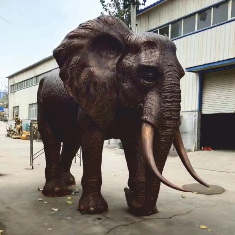 Casa Padrino XXL Bronze Deko Skulptur Elefant H. 200 cm - Lebensgroße Garten Figur