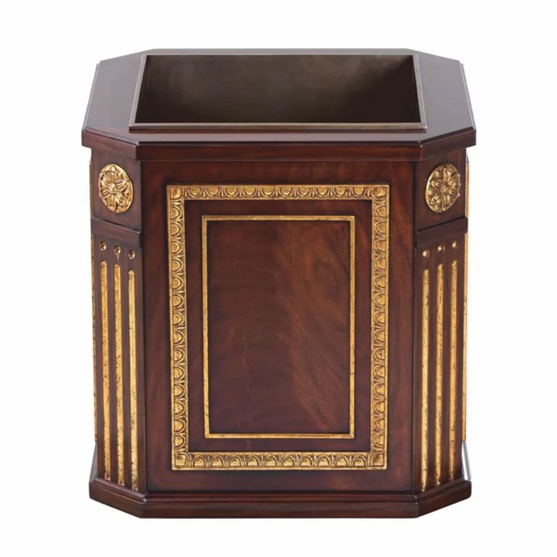 Casa Padrino Luxus Barock Blumentopf Dunkelbraun / Antik Gold 60 cm - Barock Deko Accessoires