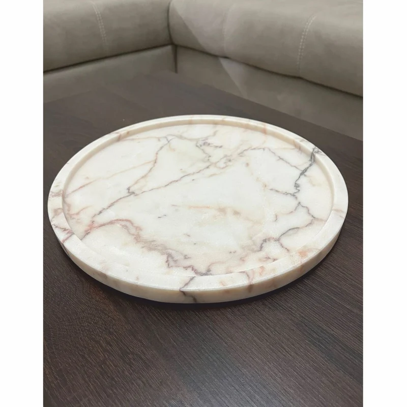 Casa Padrino Luxus Marmor Serviertablett Creme Ø 33,5 cm - Gastronomie Accessoires