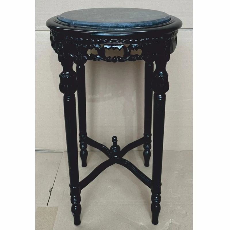 Casa Padrino Barock Beistelltisch Schwarz Ø 45 x H. 72 cm - Barock Möbel