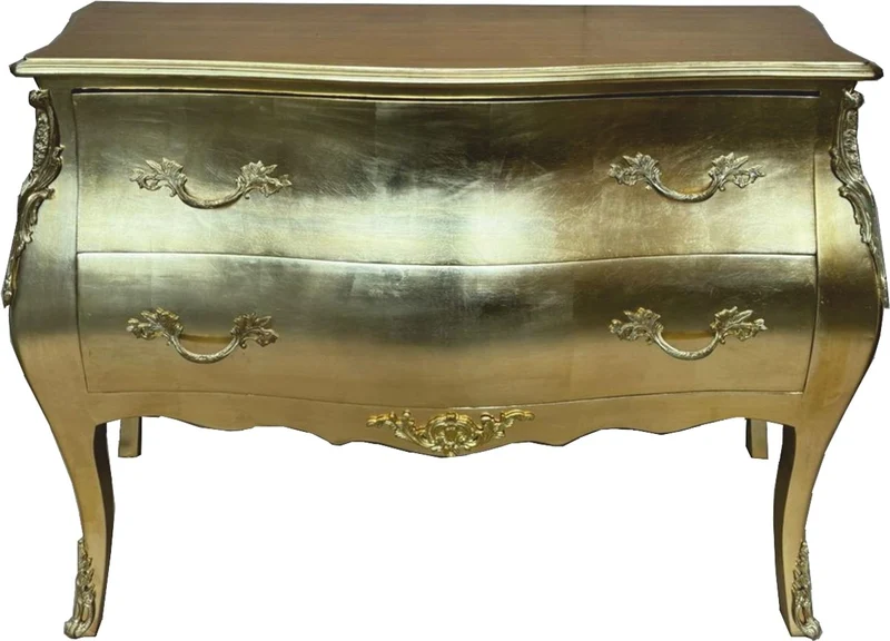 Casa Padrino Barock Kommode mit 2 Schubladen Gold - Barock Möbel