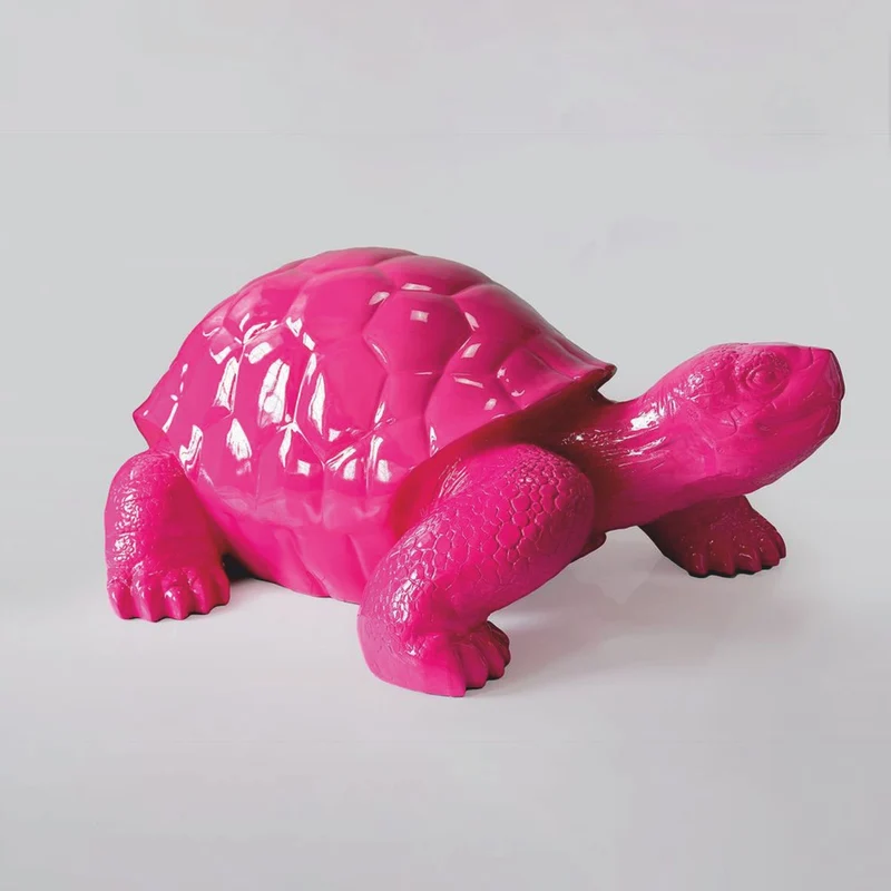 Casa Padrino XXL Deko Skulptur Schildkröte Pink 196 cm - Riesige Deko Figur