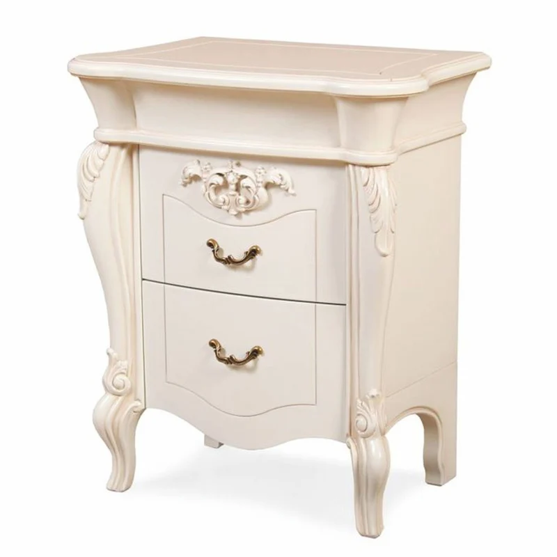 Casa Padrino Luxus Barock Nachtkommode mit 2 Schubladen Creme / Bronze H. 70 cm