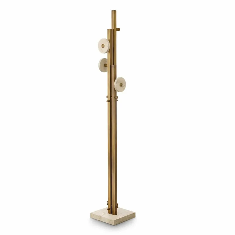Casa Padrino Luxus Garderobenständer Vintage Messing / Beige H. 175,5 cm - Luxus Möbel