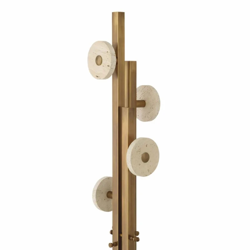 Casa Padrino Luxus Garderobenständer Vintage Messing / Beige H. 175,5 cm - Luxus Möbel