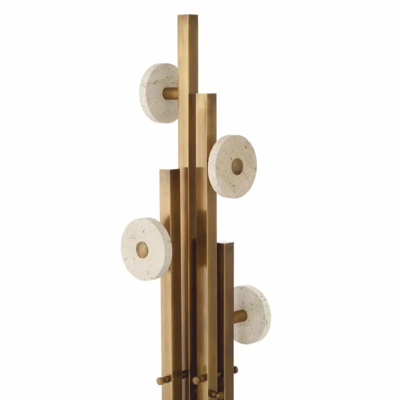 Casa Padrino Luxus Garderobenständer Vintage Messing / Beige H. 175,5 cm - Luxus Möbel
