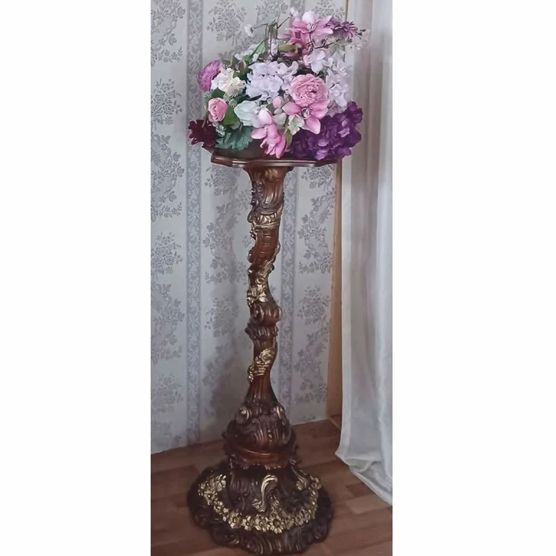 Casa Padrino Luxus Barock Säule Braun / Gold H. 115 cm - Barock Möbel - Made in Italy