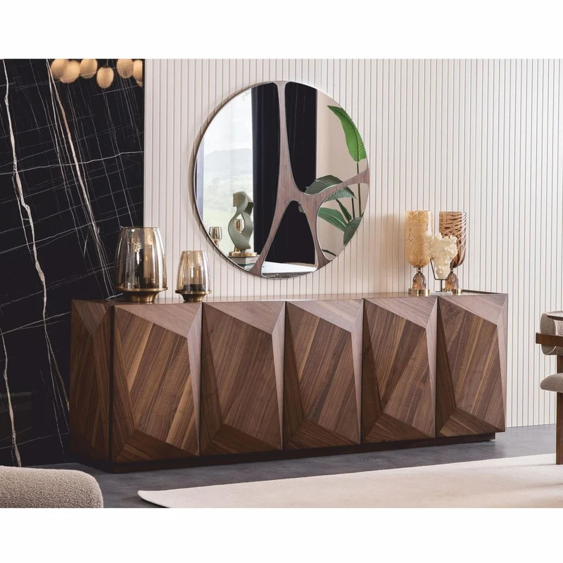 Casa Padrino Luxus Sideboard mit Spiegel Braun 237 cm - Luxus Möbel