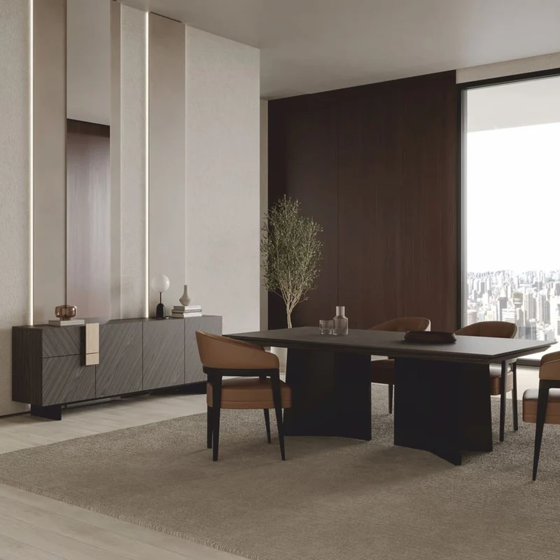 Casa Padrino Luxus Sideboard Grau / Schwarz / Messing 220 cm - Hotel & Esszimmer Möbel