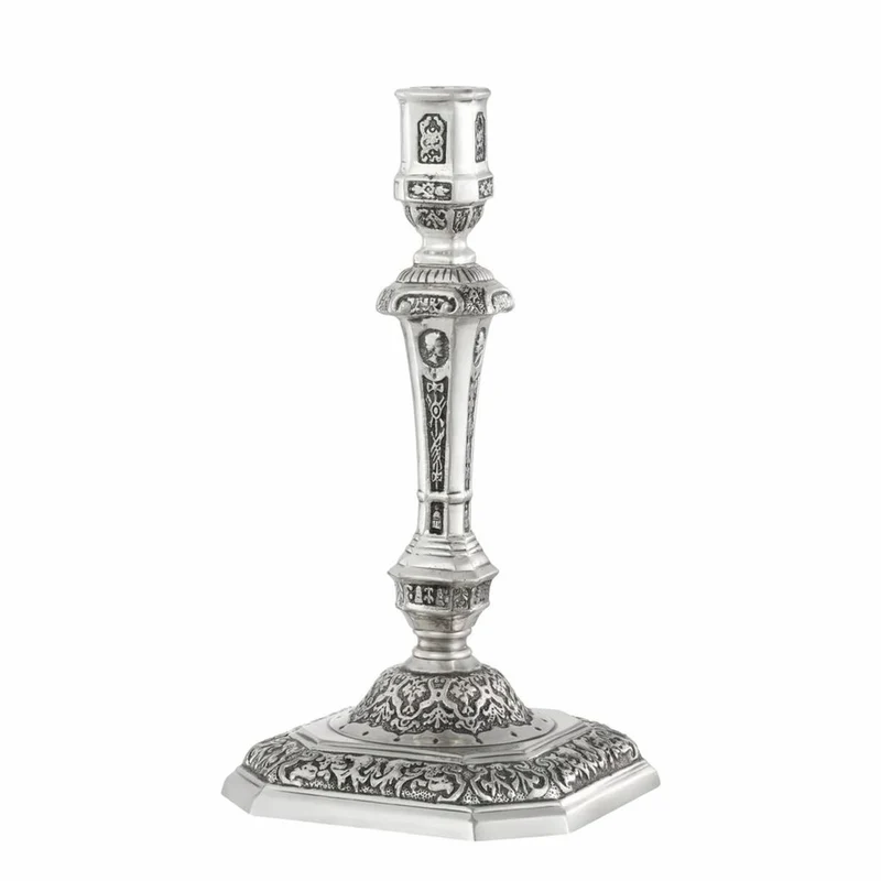Casa Padrino Luxus Barock Kerzenständer im französischen Stil Antik Silber H. 24,5 cm