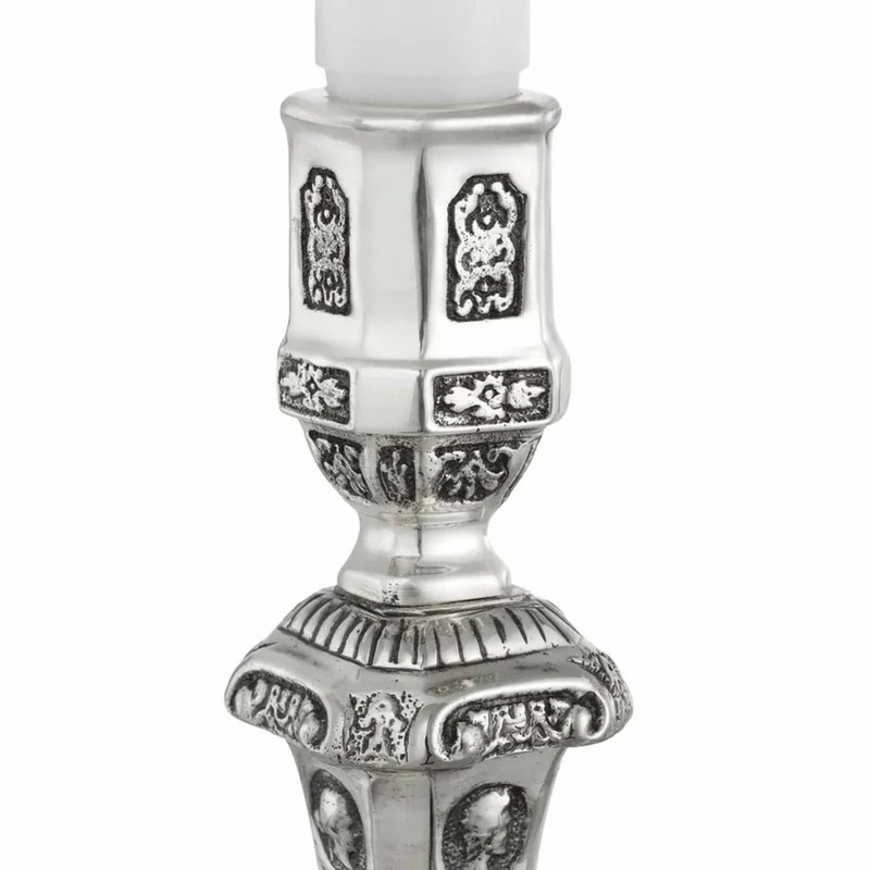 Casa Padrino Luxus Barock Kerzenständer im französischen Stil Antik Silber H. 24,5 cm