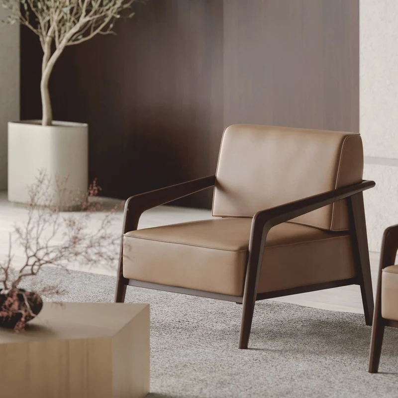 Casa Padrino Luxus Hotel & Wohnzimmer Kunstleder Sessel Braun / Dunkelbraun - Luxus Möbel