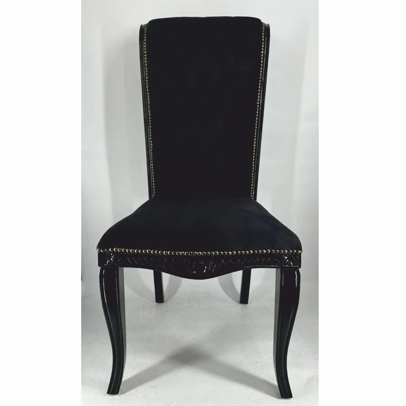 Casa Padrino Barock Hochlehn Esszimmer Stuhl Schwarz H. 118 cm - Barock Möbel