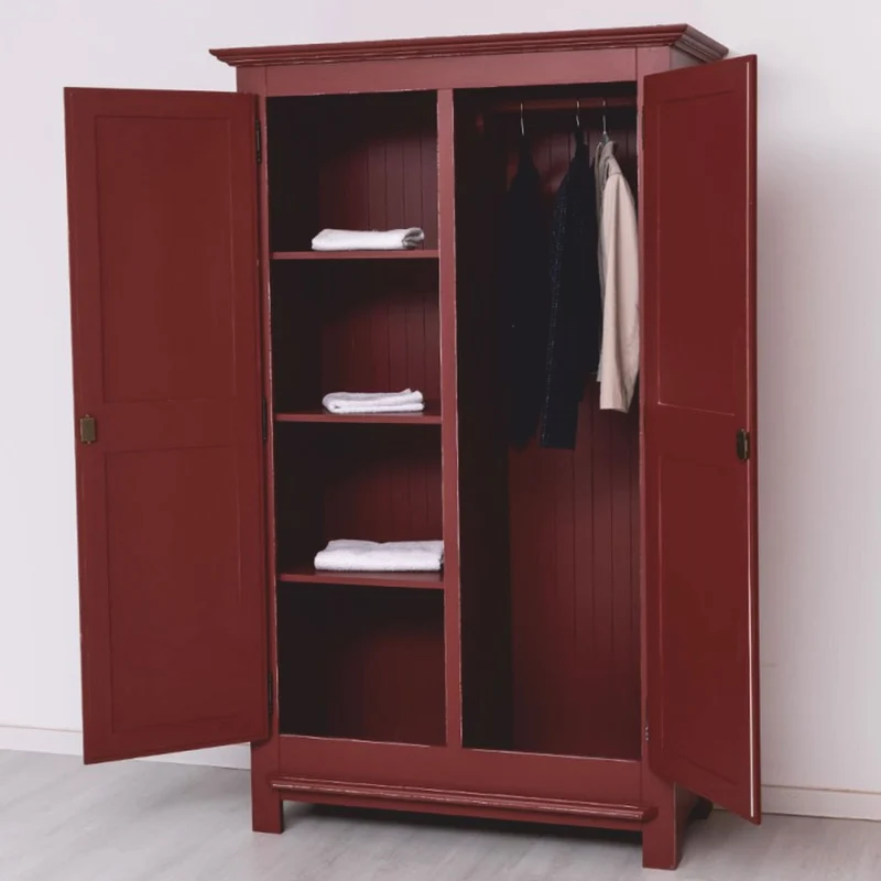 Casa Padrino Landhausstil Schlafzimmer Schrank Antik Bordeauxrot 121 cm - Schlafzimmer Möbel