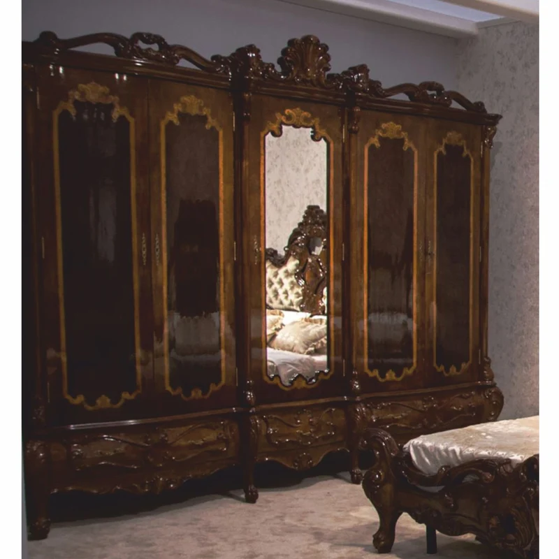 Casa Padrino Luxus Barock Schlafzimmer Schrank Dunkelbraun 305 cm - Barock Möbel