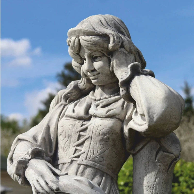 Casa Padrino Jugendstil Garten Deko Stein Skulptur Frau Grau H. 185 cm
