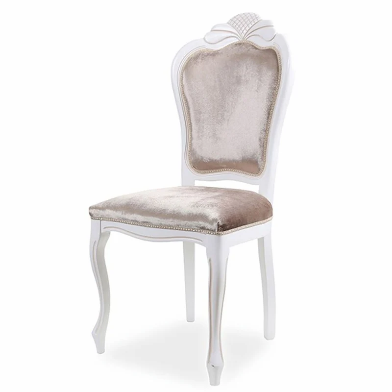 Casa Padrino Luxus Barock Samt Esszimmer Stuhl 4er Set Grau / Weiß - Barock Möbel