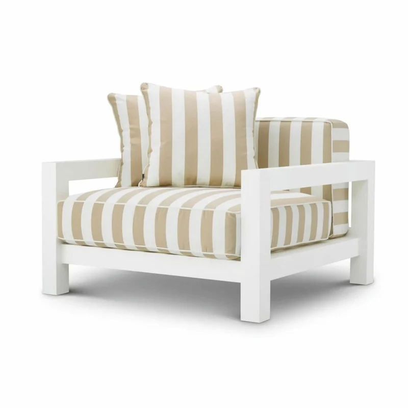 Casa Padrino Luxus Outdoor Garten Sessel Matt Weiß / Beige 101 cm - Luxus Garten Möbel