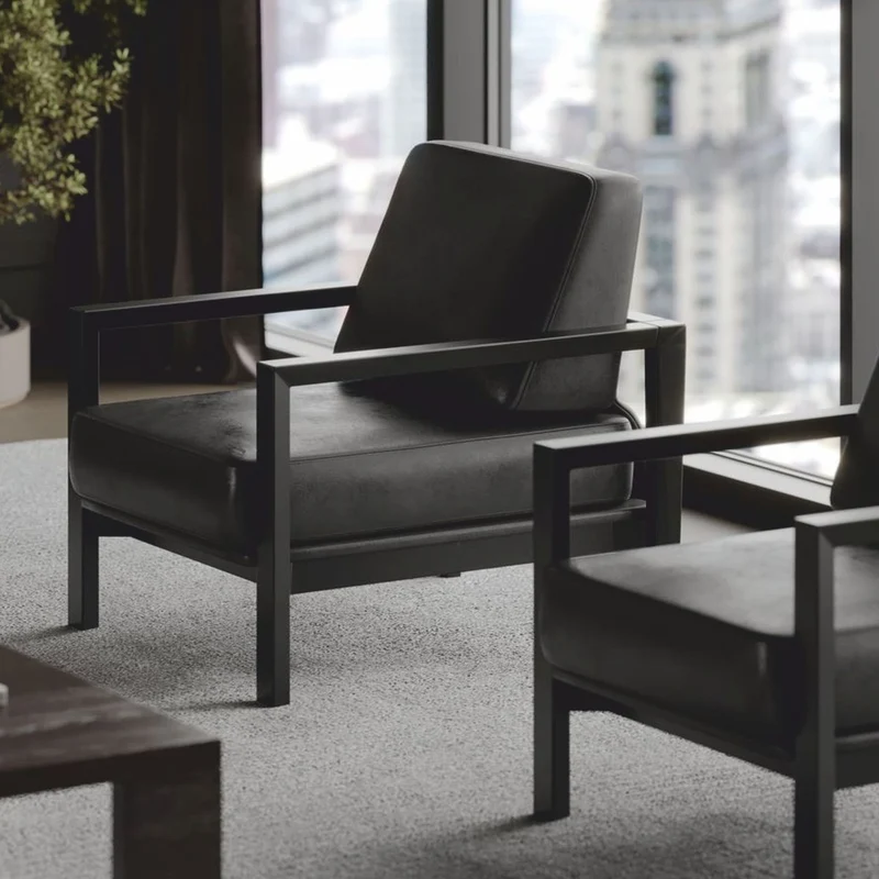 Casa Padrino Luxus Hotel & Wohnzimmer Kunstleder Sessel Schwarz - Luxus Möbel