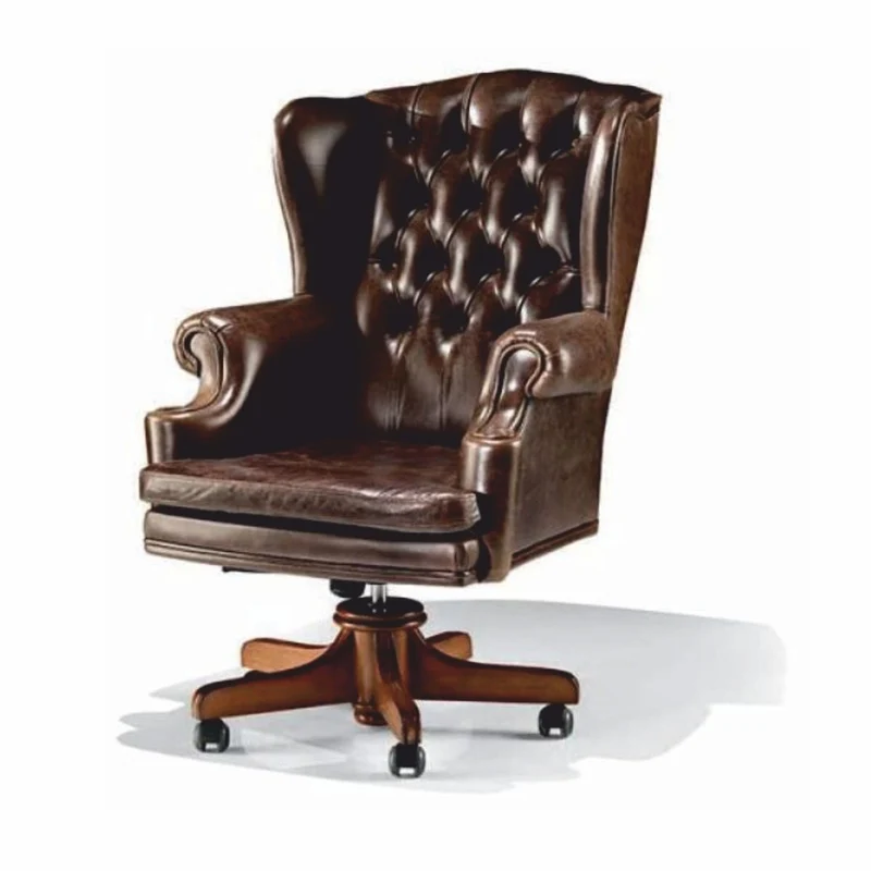 Casa Padrino Luxus Chesterfield Leder Bürostuhl Vintage Braun 74 x 92 x H. 116 - Made in Italy
