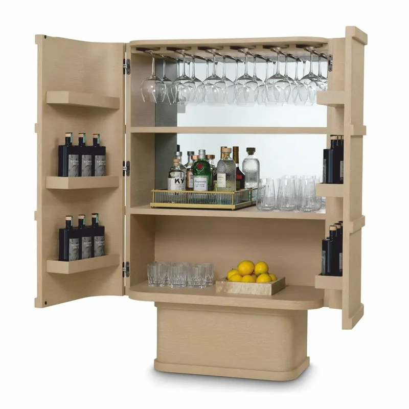 Casa Padrino Luxus Barschrank / Weinschrank mit 2 Türen Beige H. 145,5 cm - Bar Möbel