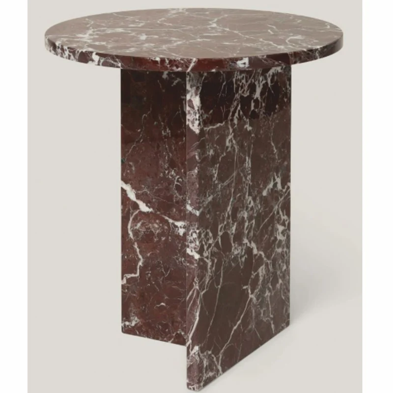 Casa Padrino Luxus Marmor Beistelltisch Dunkelrot Ø 45 x H. 50 cm - Marmor Möbel