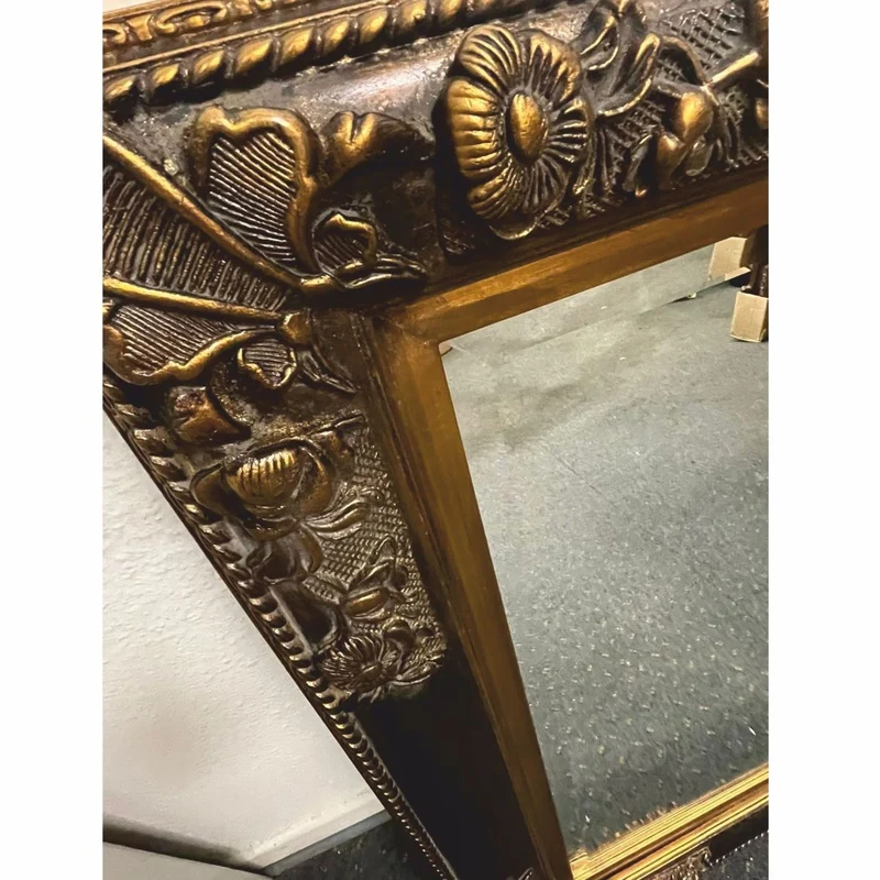 Casa Padrino Barock Spiegel Schwarz / Antik Gold H. 94 cm - Barockstil Möbel