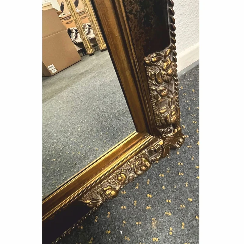 Casa Padrino Barock Spiegel Schwarz / Antik Gold H. 94 cm - Barockstil Möbel