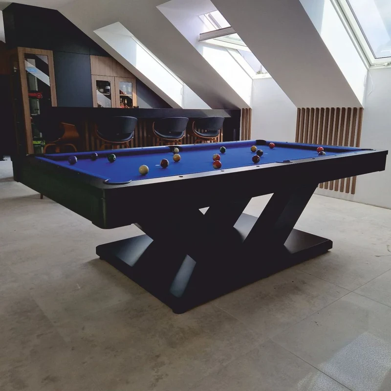 Casa Padrino Luxus Pool Billardtisch / Esstisch 8ft Schwarz / Blau