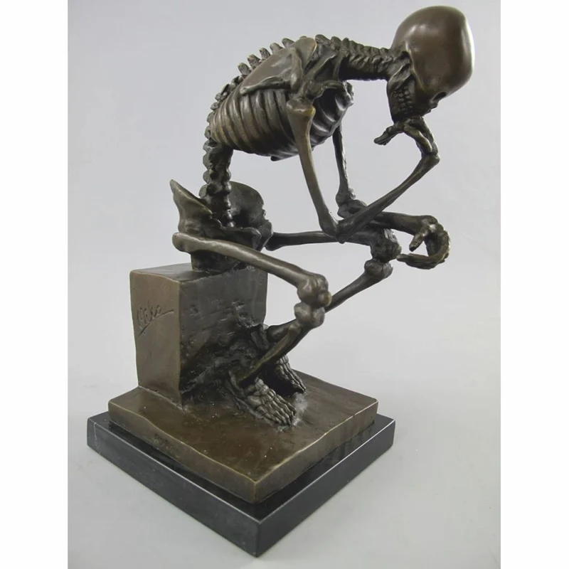 Casa Padrino Bronze Deko Skulptur Skelett Bronze / Schwarz H. 25 cm - Deko Accessoires